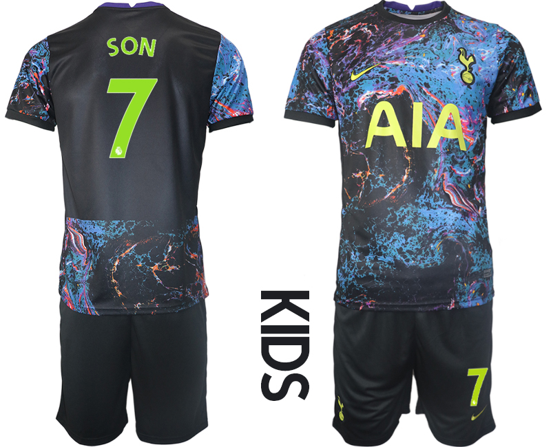 Youth 2021-2022 Club Tottenham away black #7 Nike Soccer Jersey->youth soccer jersey->Youth Jersey
